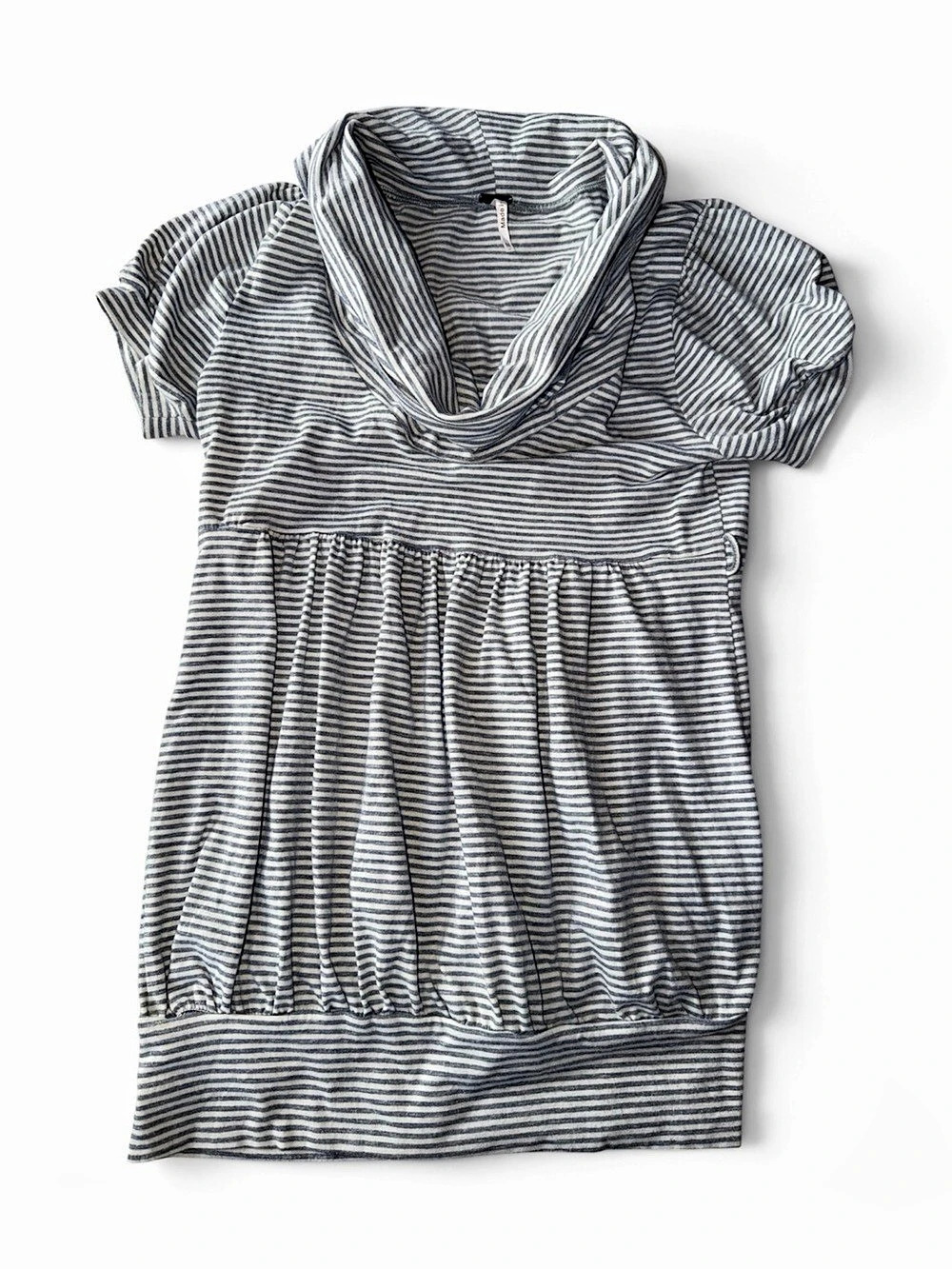 Poof Striped Cowl Neck Tunic Gray & White Size Medium Like New